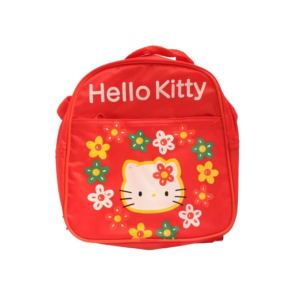 Hello Kitty Childs Backpack Small Lightweight Red Vinyl